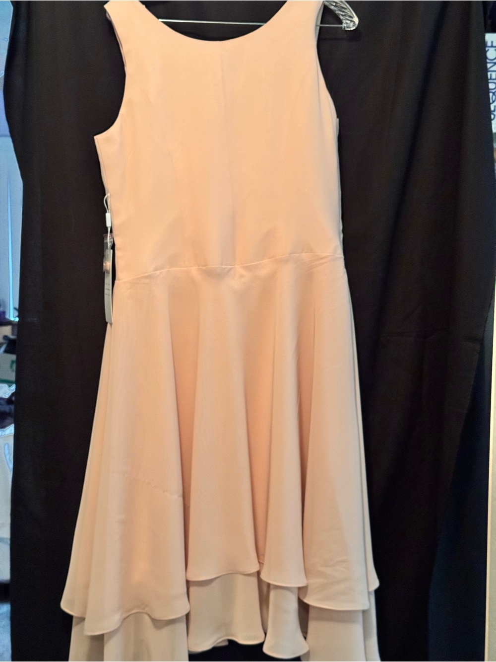 Sleeveless Peach Layered Hem Dress